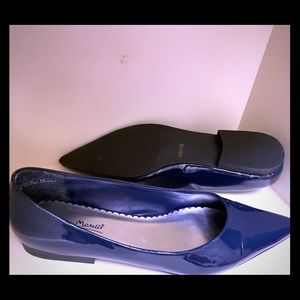 Blue patent leather flats